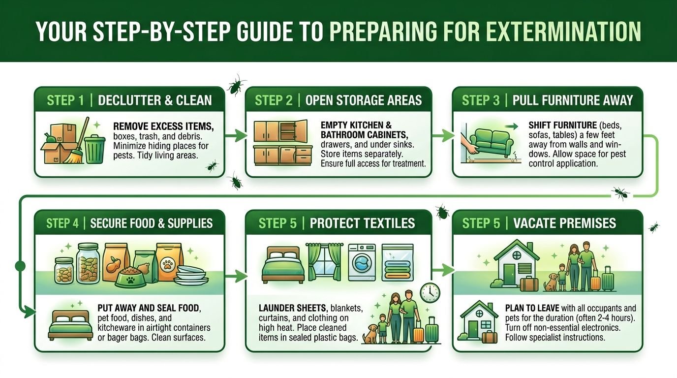 Best Bed Bug Exterminator Toronto: Your 2026 Guide 3 A step-by-step infographic guide on how to prepare your home for professional pest extermination services.